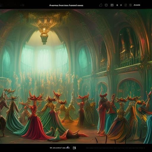 Fantasy Masquerade Ball in Detailed Matte Painting
