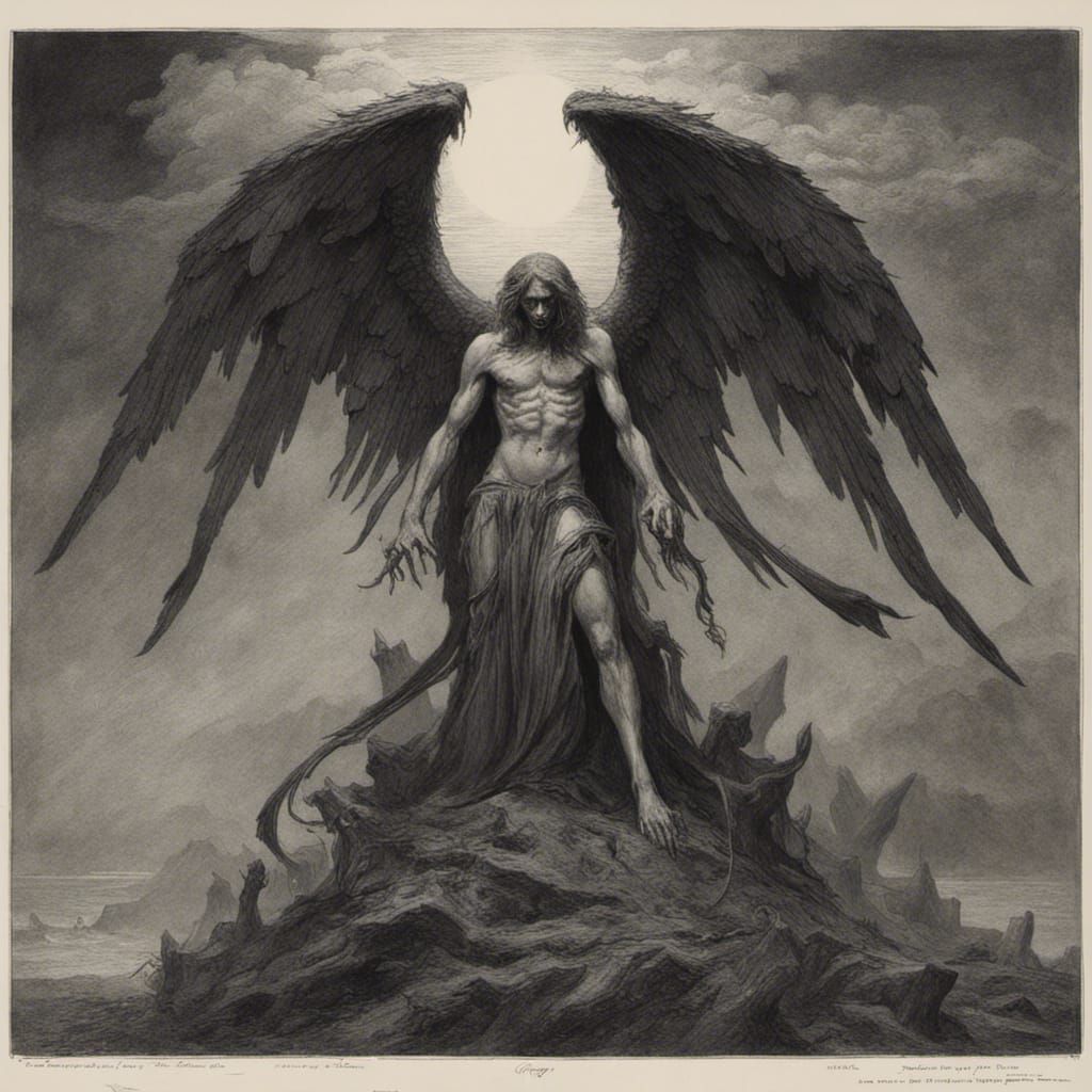 Demonic Angel in a Dark Horror Style