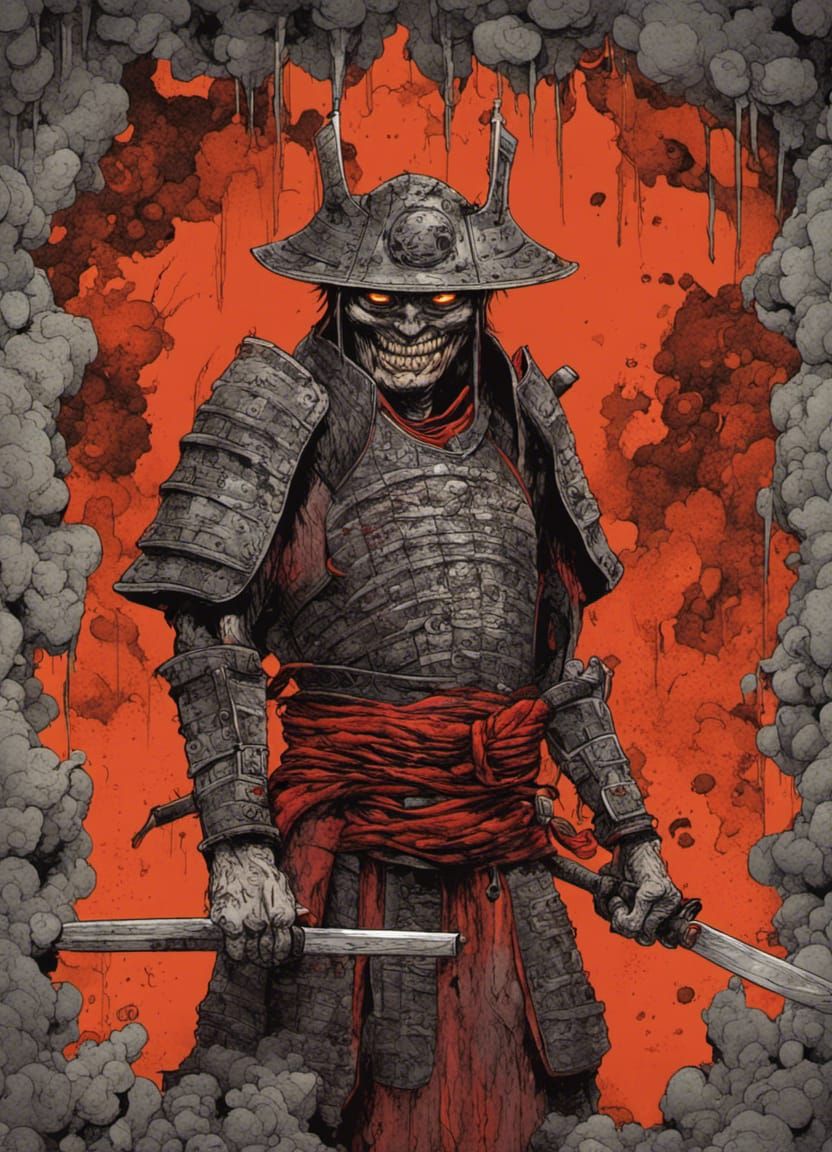 Undead Samurai Warrior in Graphic Novel Style