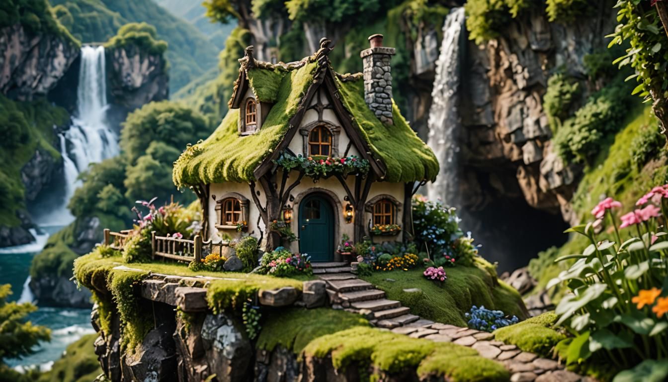 Fairytale Cottage by Waterfall: Professional Photography