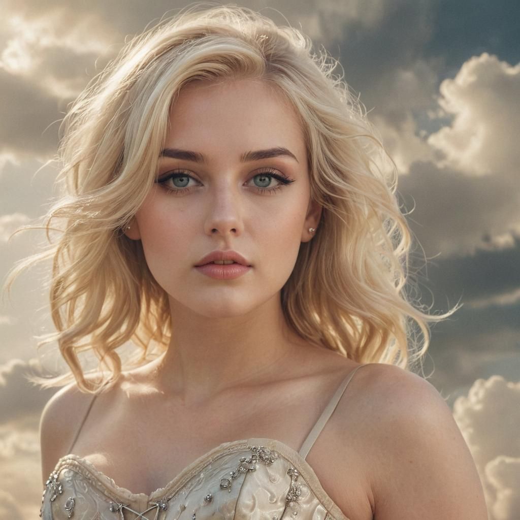 Ethereal Blonde Goddess in Dreamy Surrealism