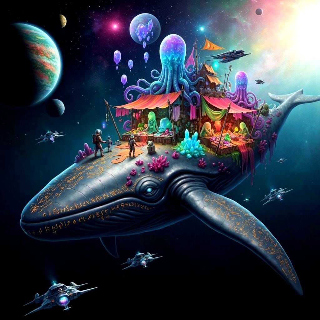Cosmic Whale Marketplace in Deep Space