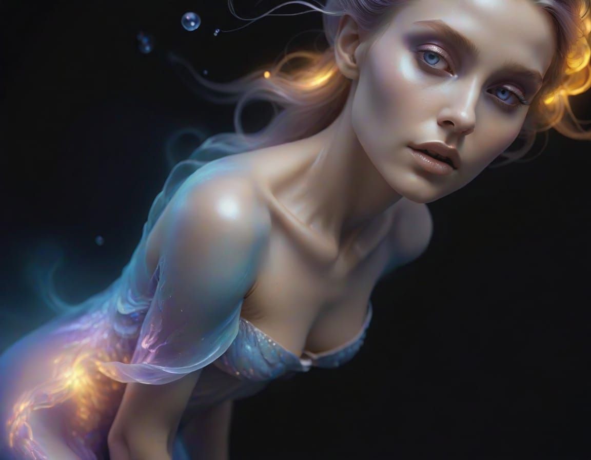 Divine Beauty Goddess in Weightless Dance