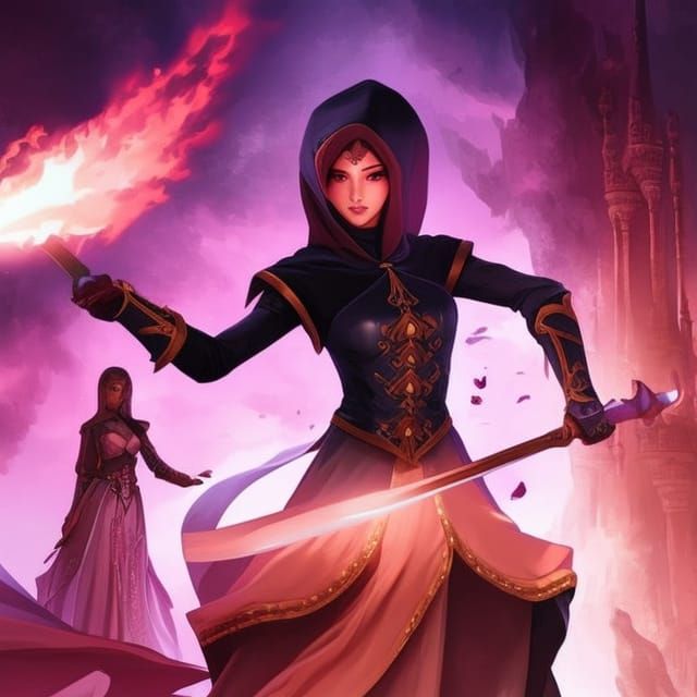 Middle-Eastern Tomboy Sorceress with Saber, Romanticism Styl...