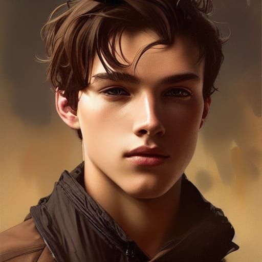 Detailed Portrait of a Handsome Teenage Boy