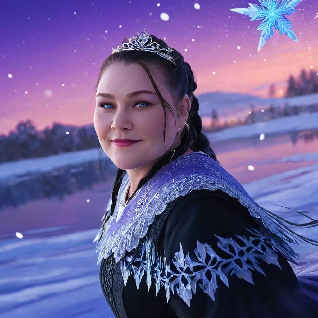 Ballet Dancer on Frozen Lake at Twilight