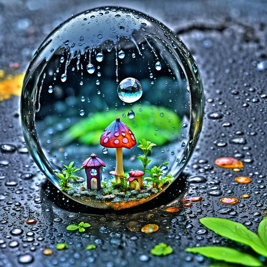 Fairy World Inside Raindrop: Graffiti Splash Art