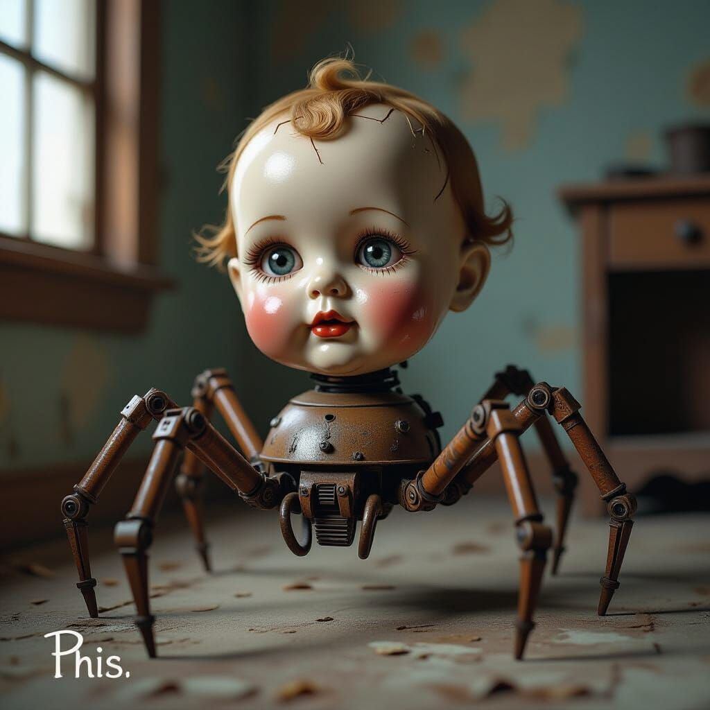 Disturbing Toy Creature: Porcelain Doll Spider in Hyperreali...
