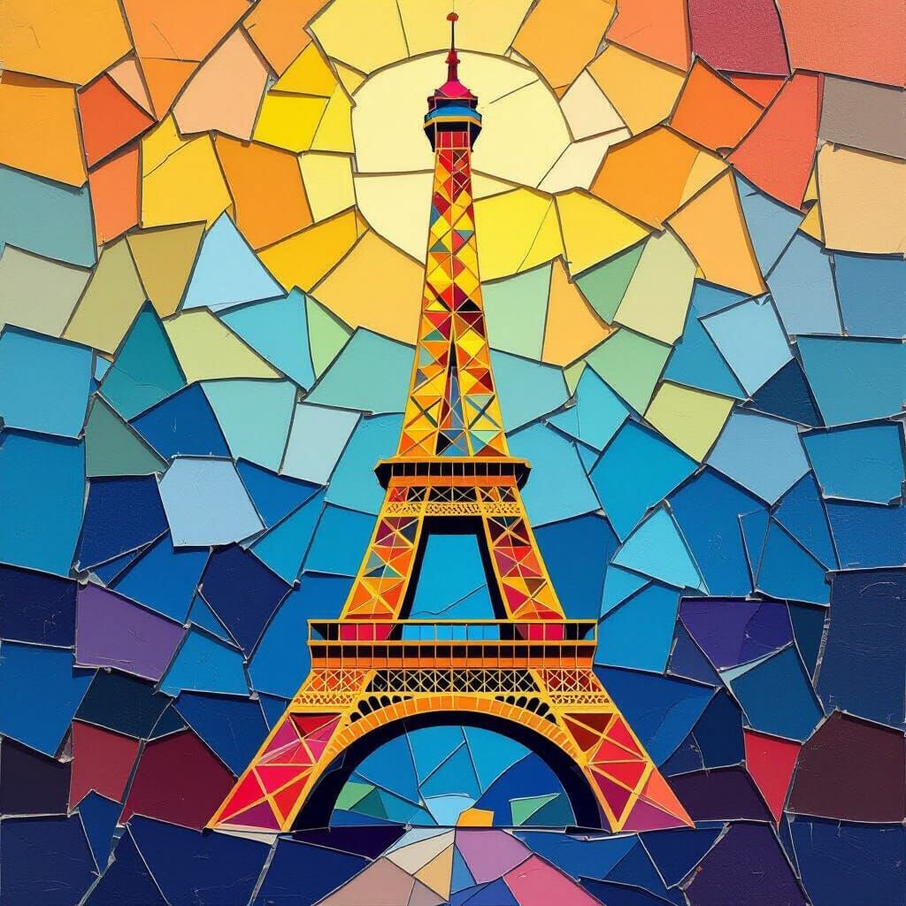 Eiffel Tower Mosaic in Contemporary Style