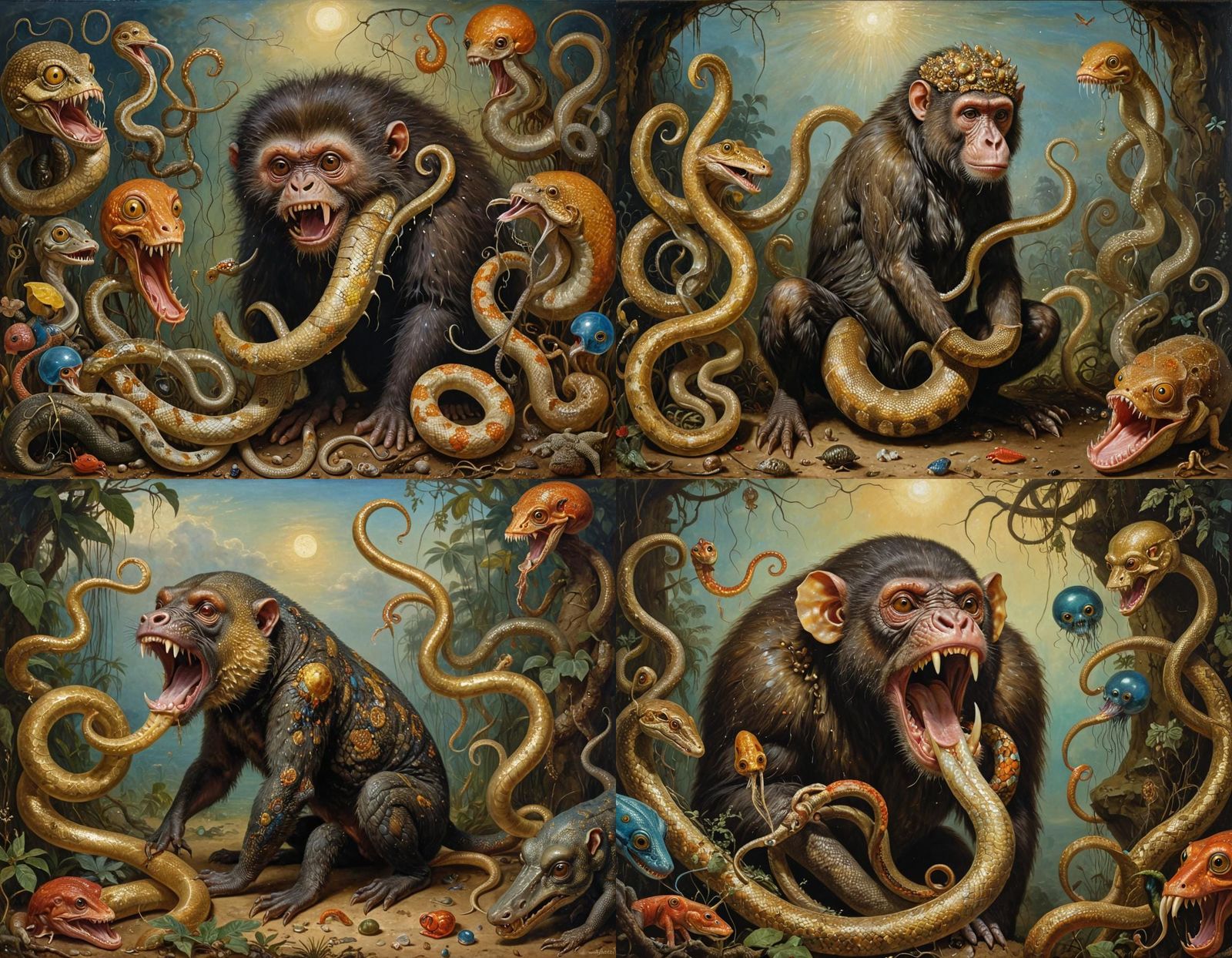 Surreal Hybrid Creature in Hyperdetailed Oil Painting