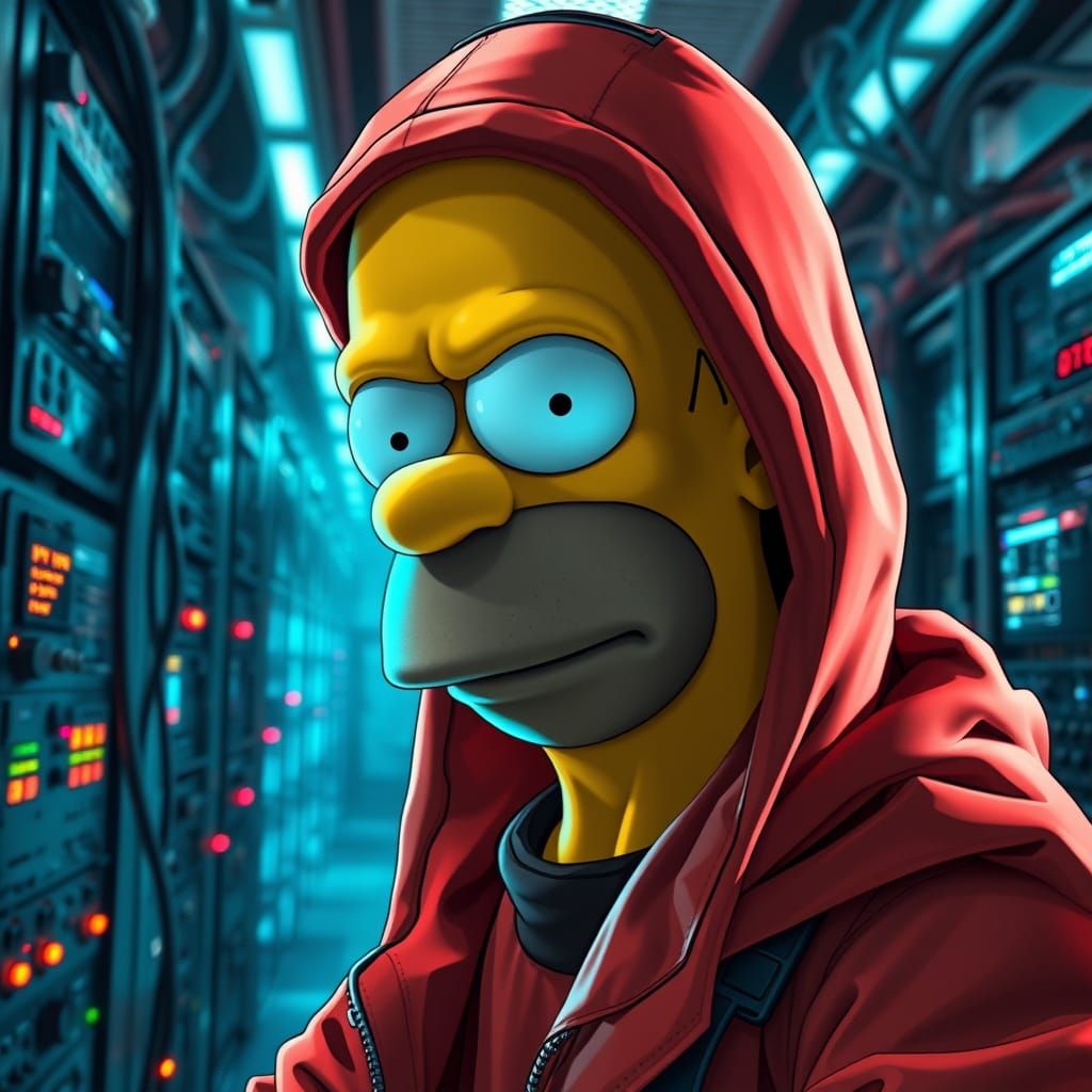 Cyberpunk Homer Simpson Hacked into Reality