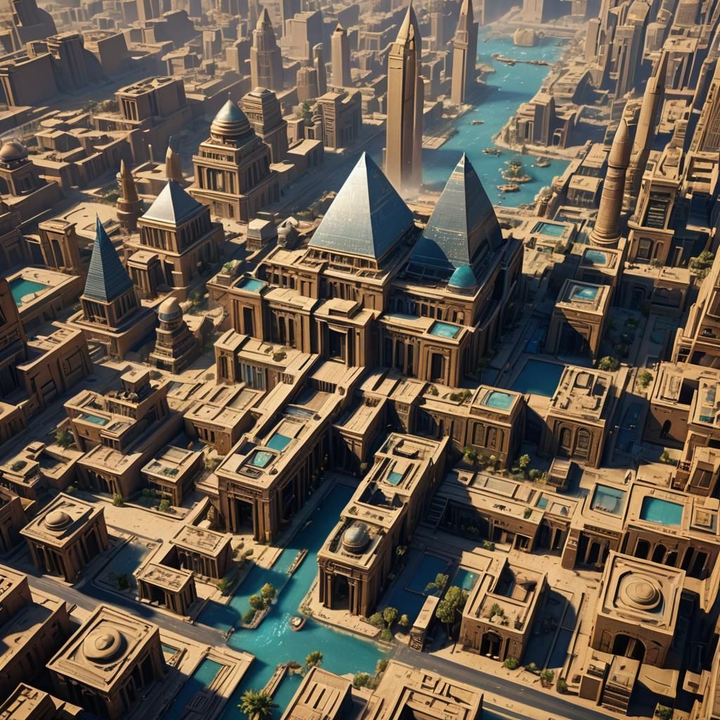 Futuristic Egyptian City in Science Fiction Style