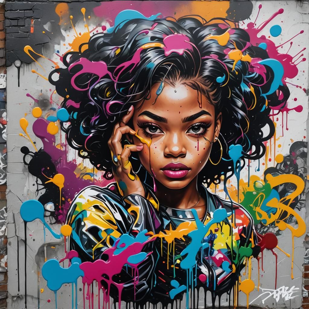 Bianca Belair as Colorful Graffiti Street Art