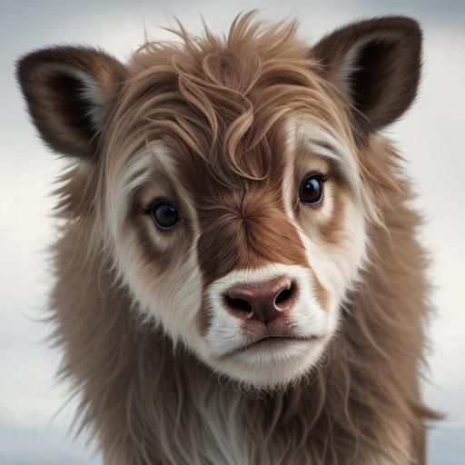 Adorable Highland Calf Portrait in Soft Light
