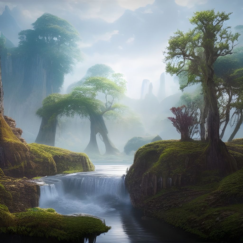 Prehistoric Landscape in Neo-Primitivism Style