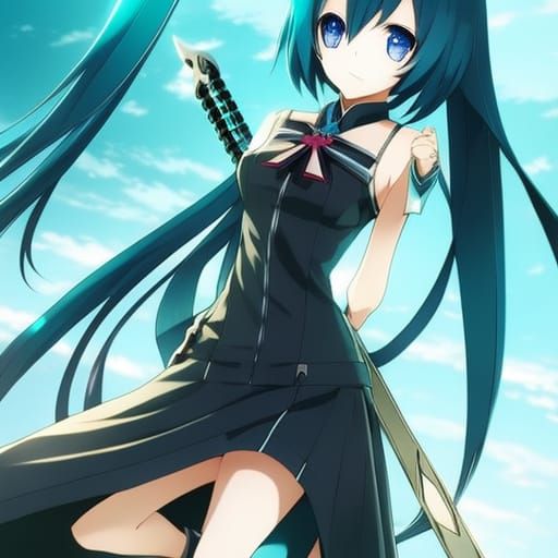 Hatsune Miku Anime Style Full Body Portrait