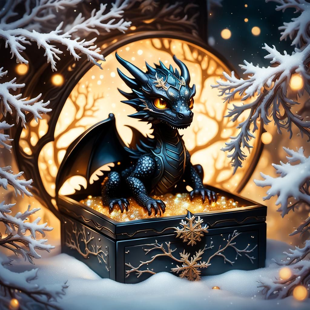 Baby Shadow Dragon in Christmas Wonderland