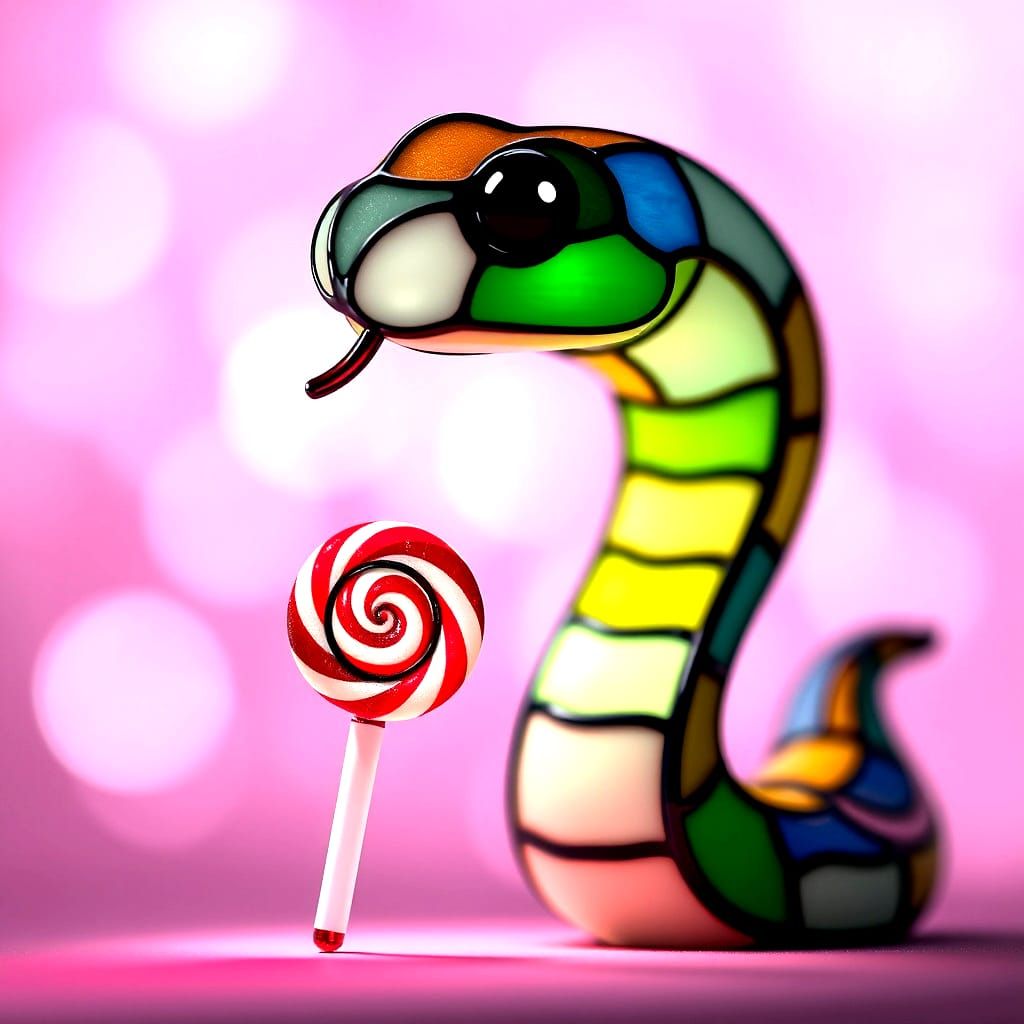 Cute Snake with Stained Glass Lollipop