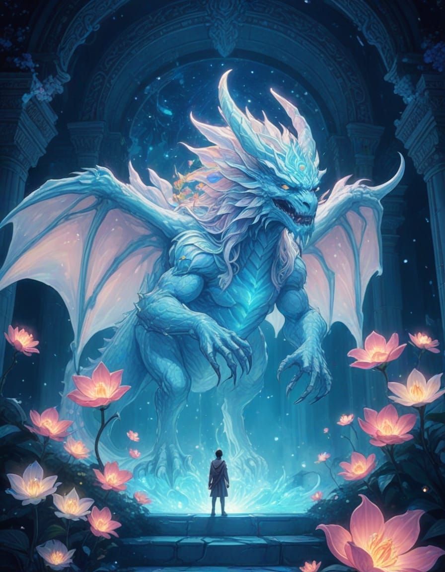 Monster Chosen by Gods in Ethereal Fantasy Temple