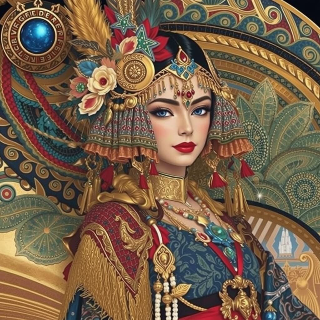 Erté Style Masterpiece with Fine Detail and Realistic 3D Ren...