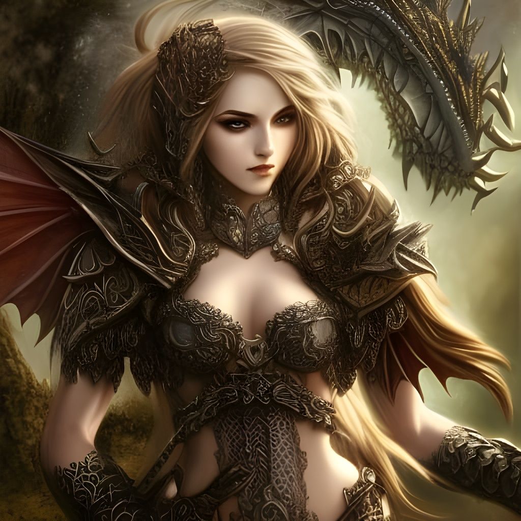 Dragon Warrior in Gothic Art Style