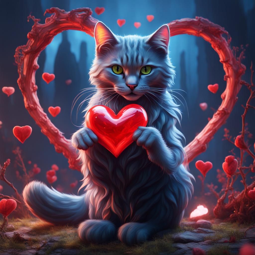 Cat Creates Heart: Fantasy Concept Art