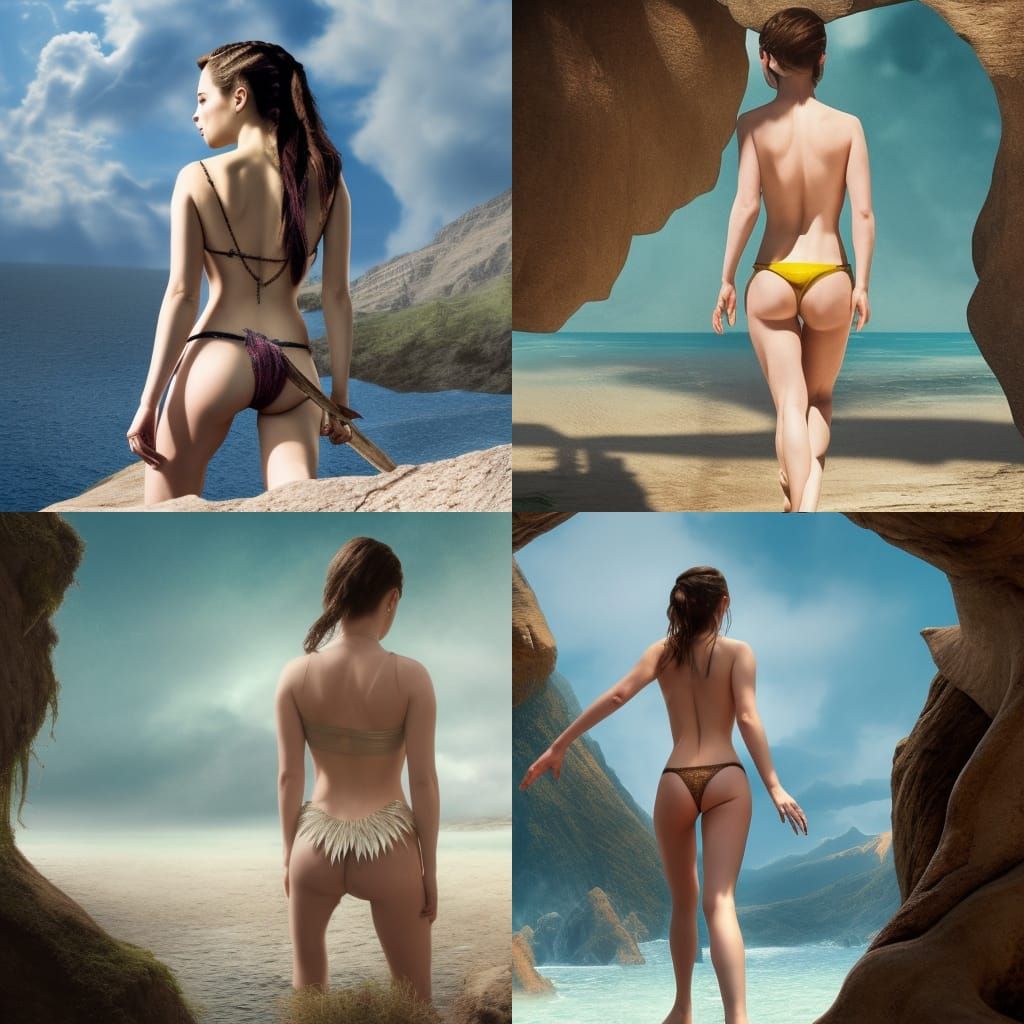 Photorealistic Woman in Transparent Bikini, Detailed Matte P...