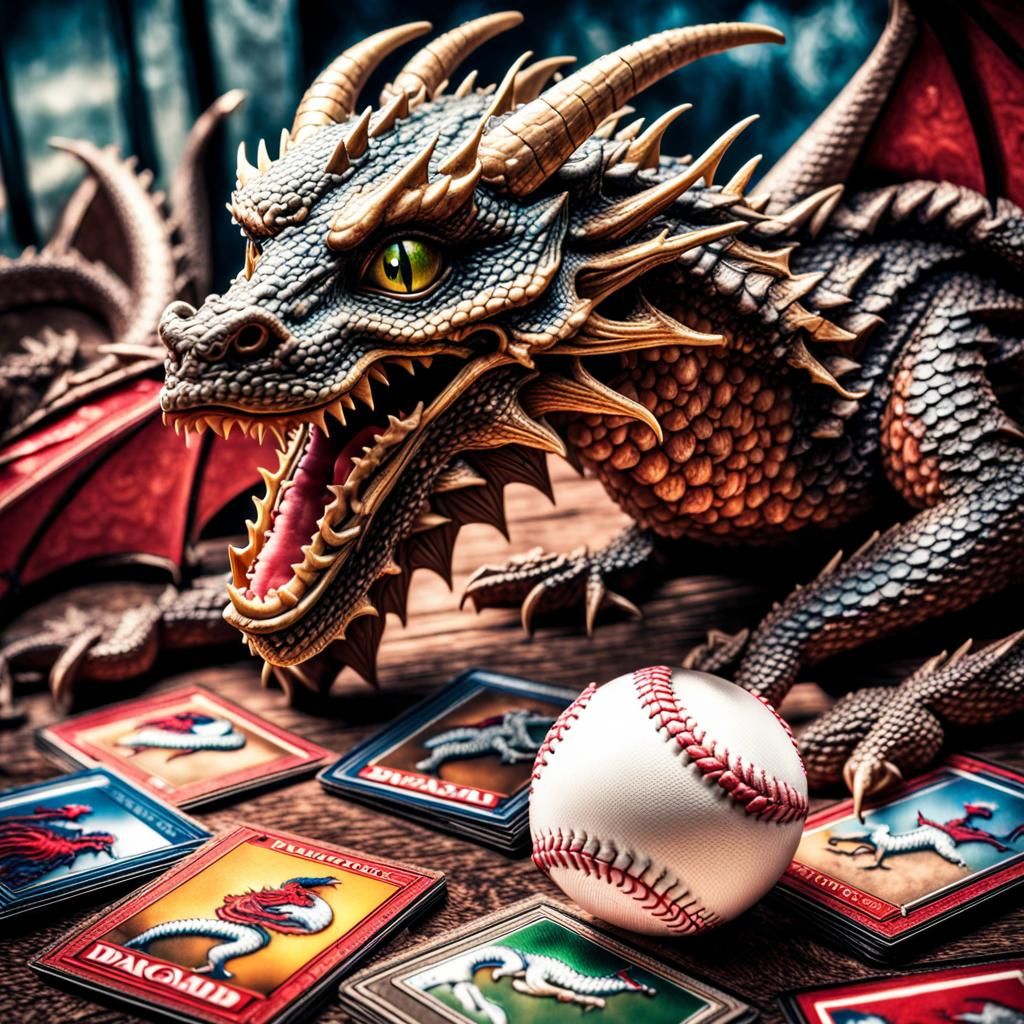 Hyperrealistic Dragon Baseball Cards in HDR