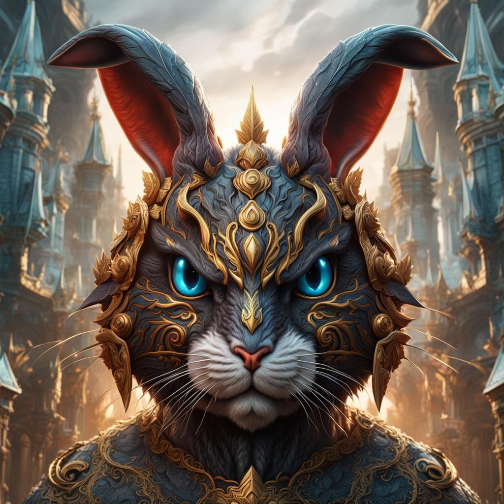 Angry Rabbit Face: Detailed Matte Painting