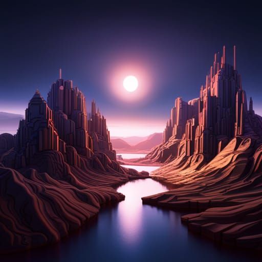 Futuristic Landscape with Geometric Figures in Unreal Engine