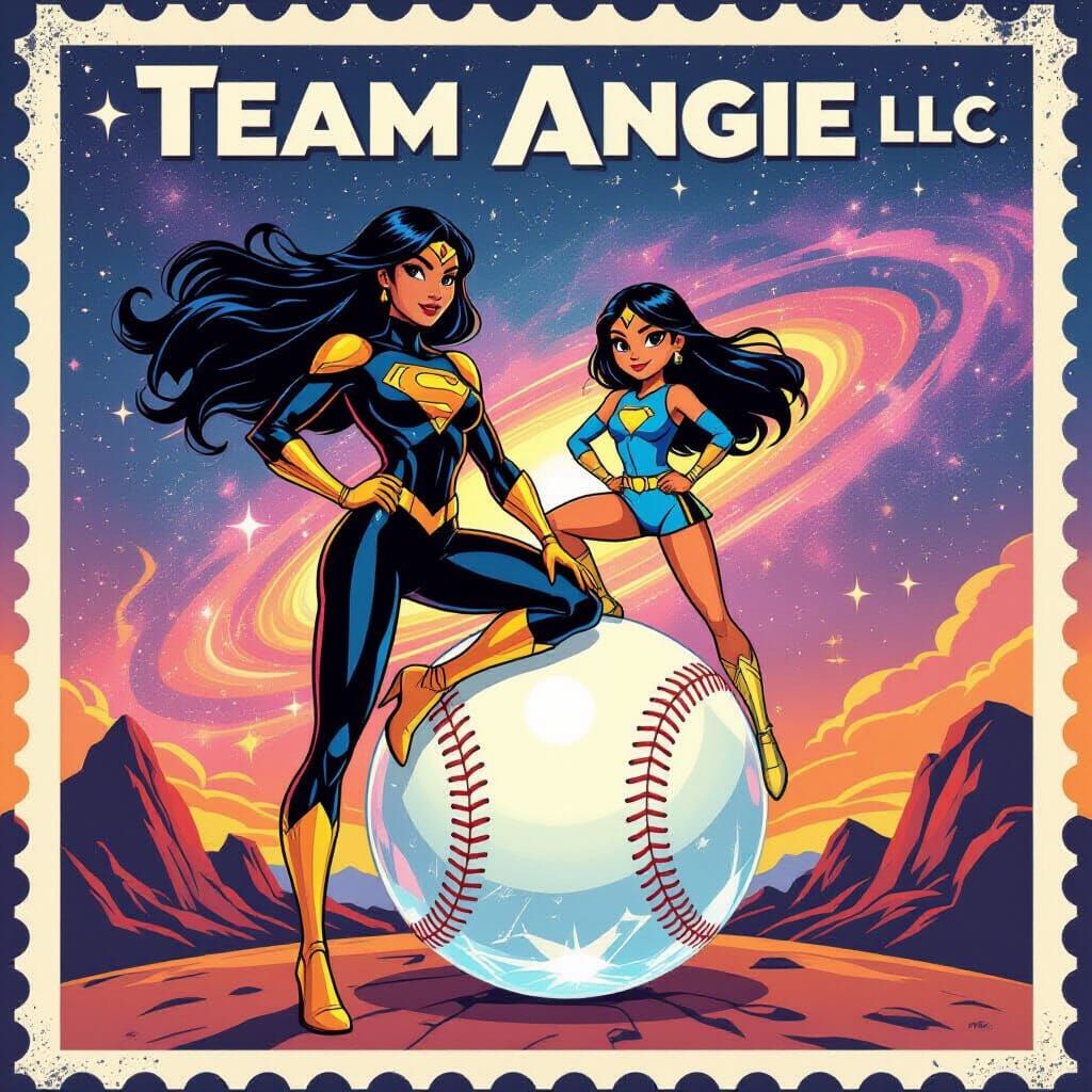 Dynamic Heroines on Crystal Baseball in Galaxy Landscape
