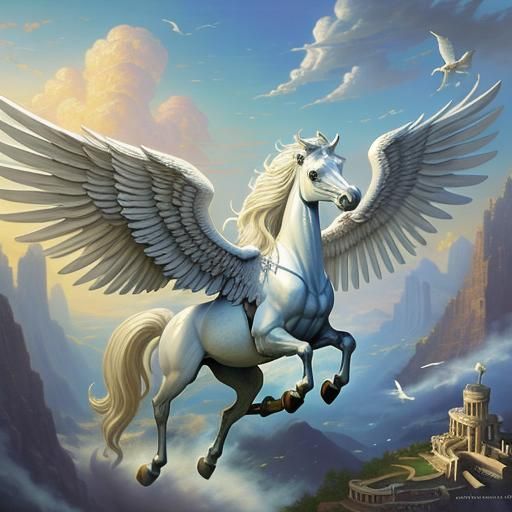 Pegasus in Ancient Greece: Ethereal Fantasy Art