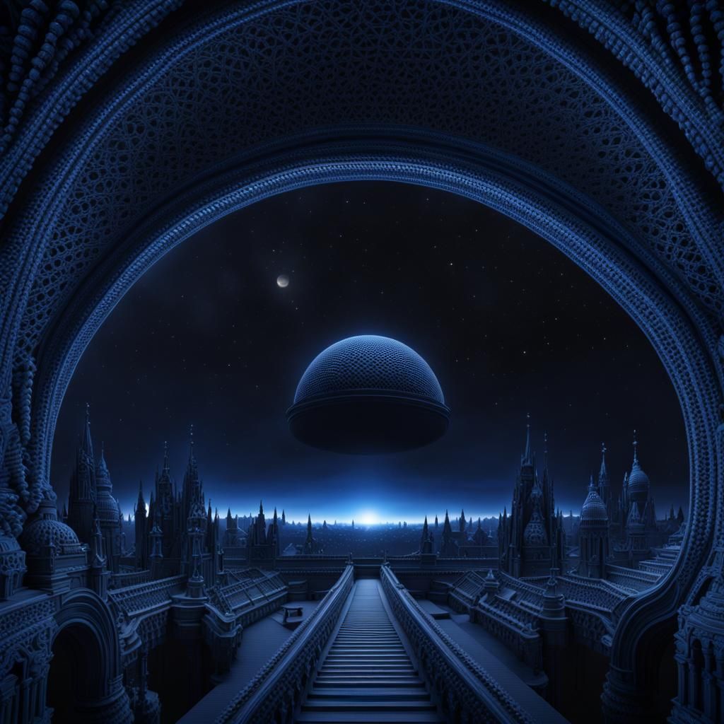 Crocheted Dark Blue Summer Night Sky