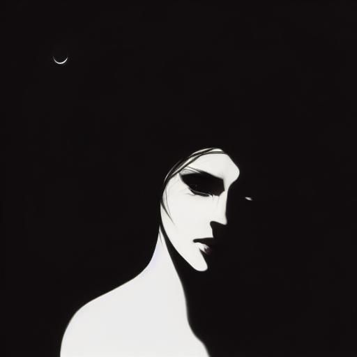 Sad Woman in Starry Alien Landscape