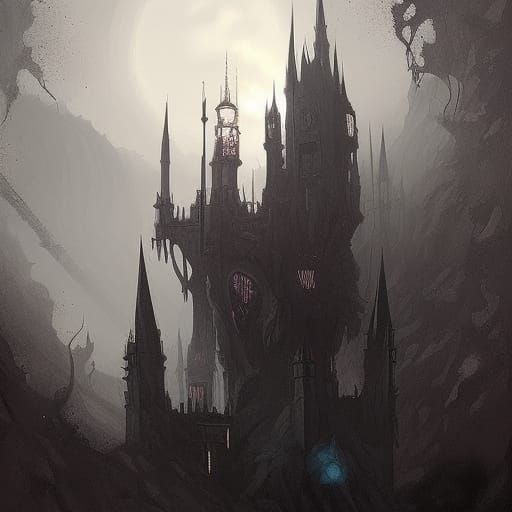 Psychedelic Fantasy Castle Line Art