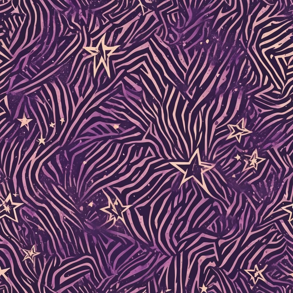 2000s Emo Purple Zebra-Print Star Background