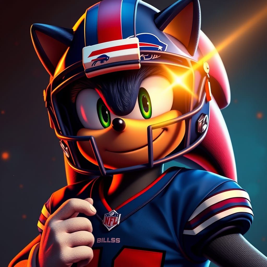 Sonic the Hedgehog as Buffalo Bills Football Player in Vibra...