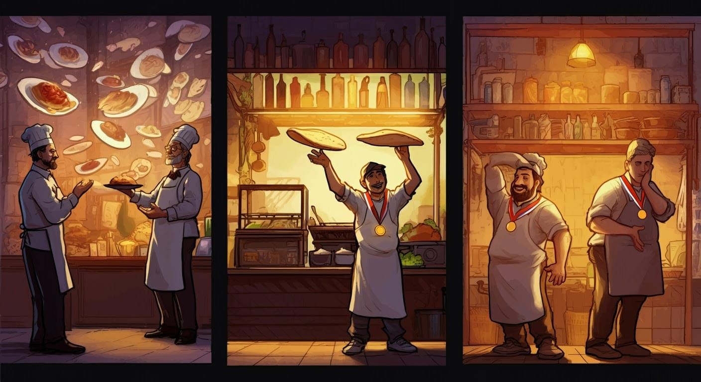 Chefs in Crisis: A Comic-Style Digital Illustration of Gastr...
