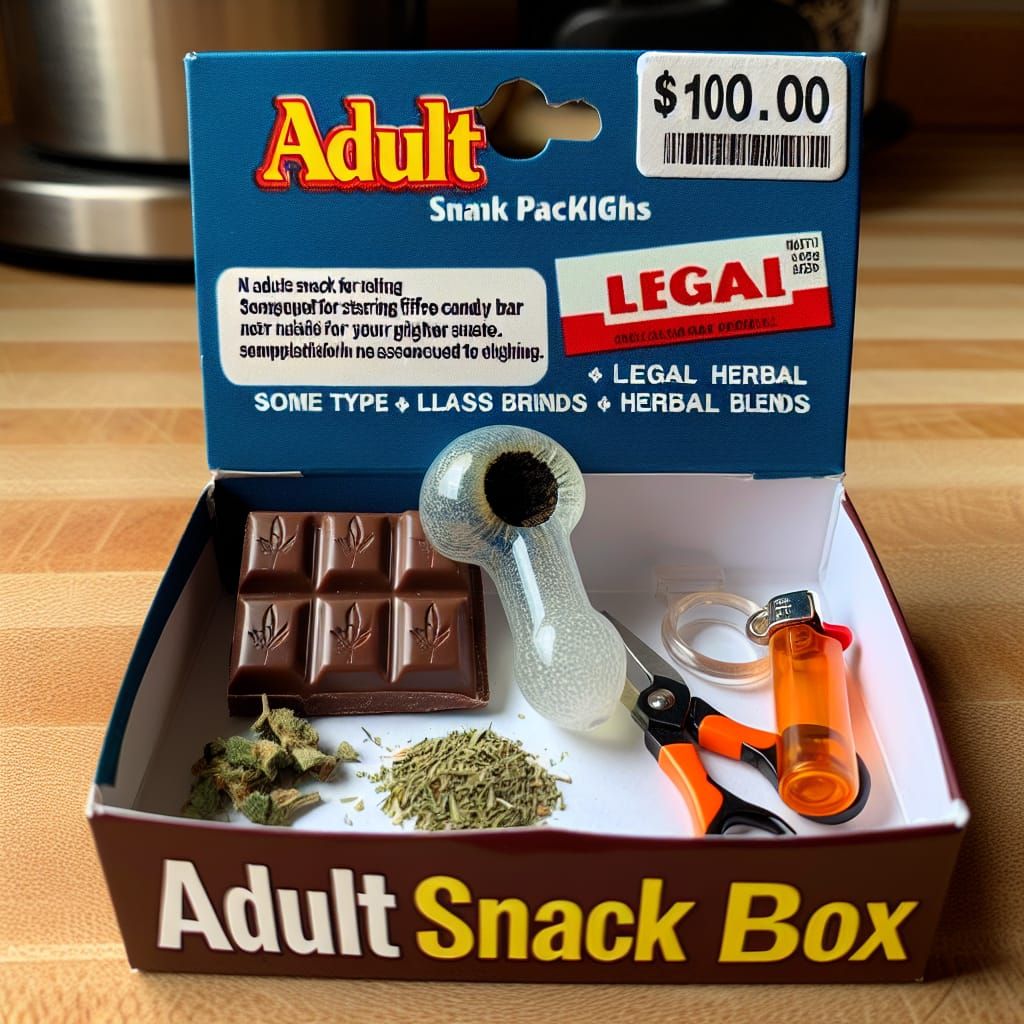 Adult Snack Box on Kitchen Countertop