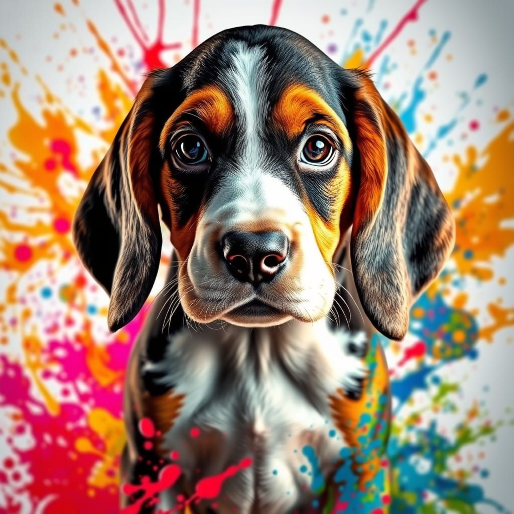 Adorable Bassett Hound Puppy in Vibrant Splash Art