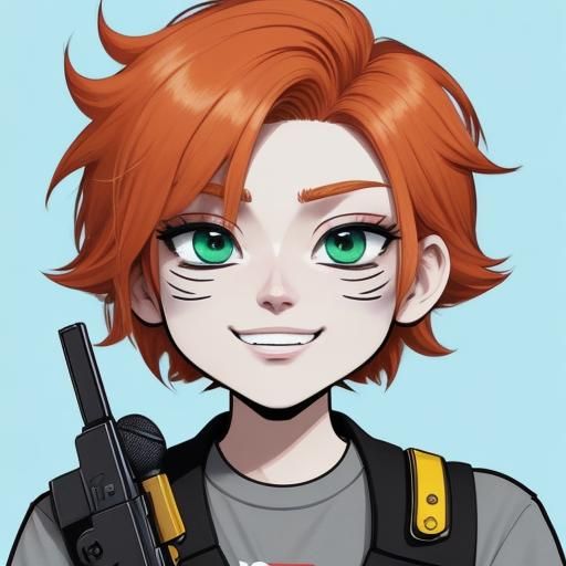 Chibi Young Man with Pistol and Microphone