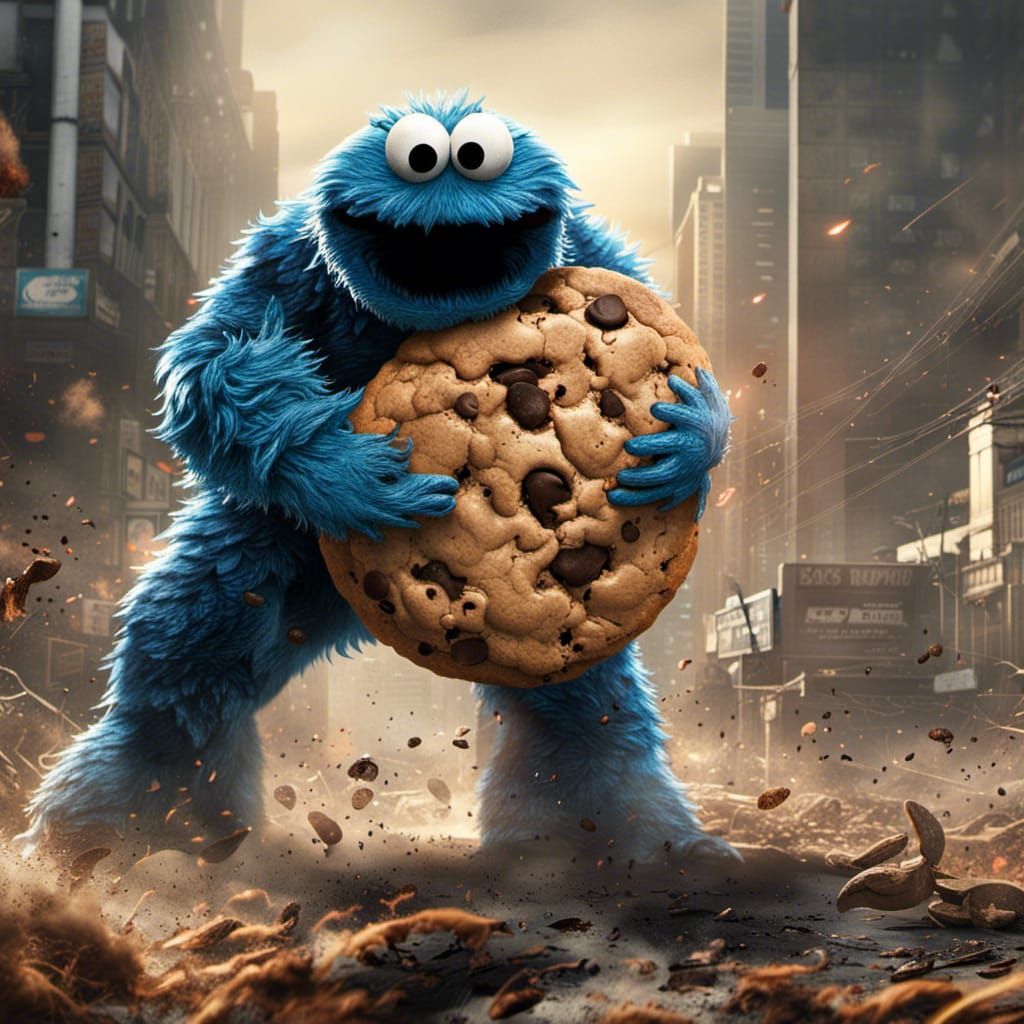 Cookie Monster vs Saitama: Epic Digital Painting