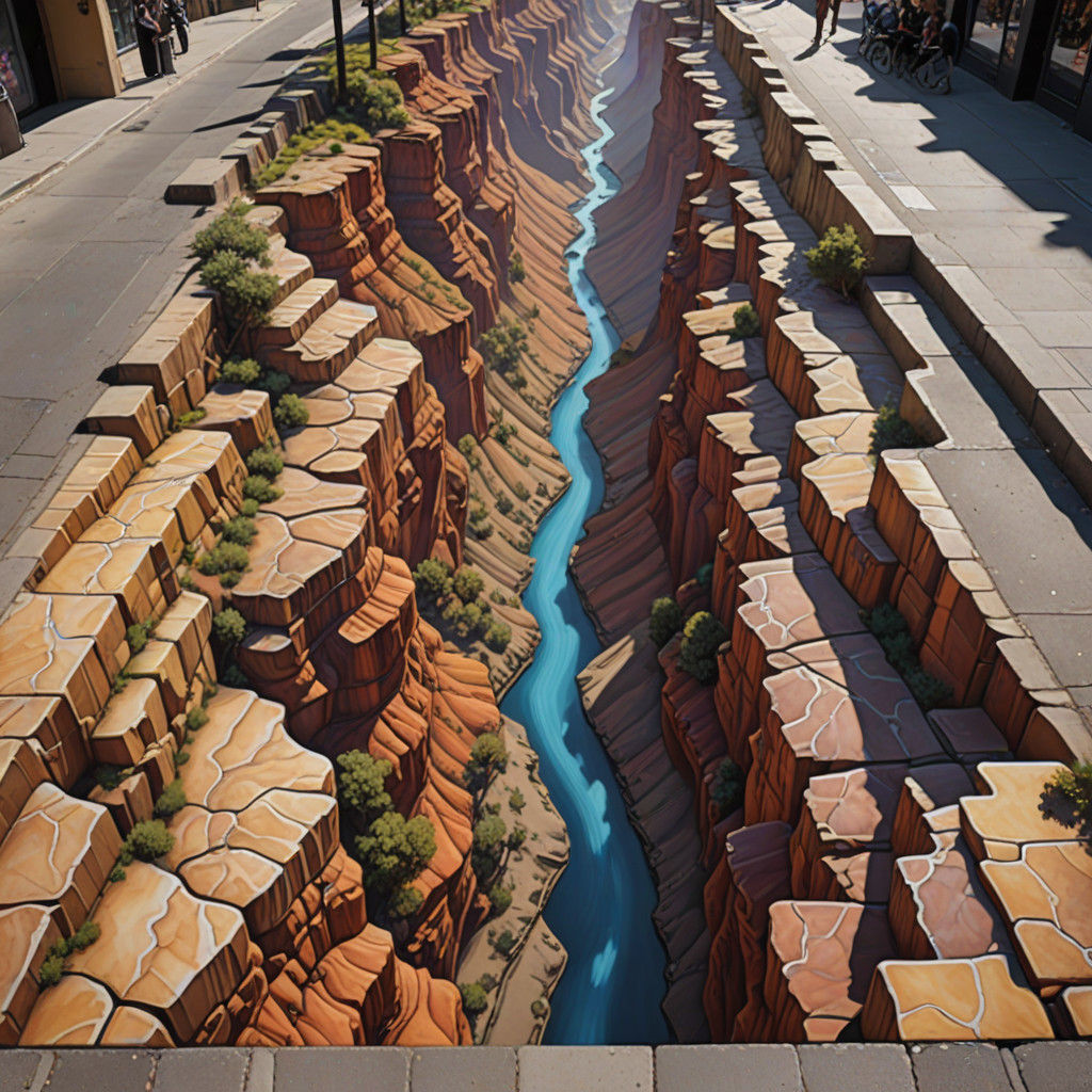 Vibrant Canyon Street Art Illusion