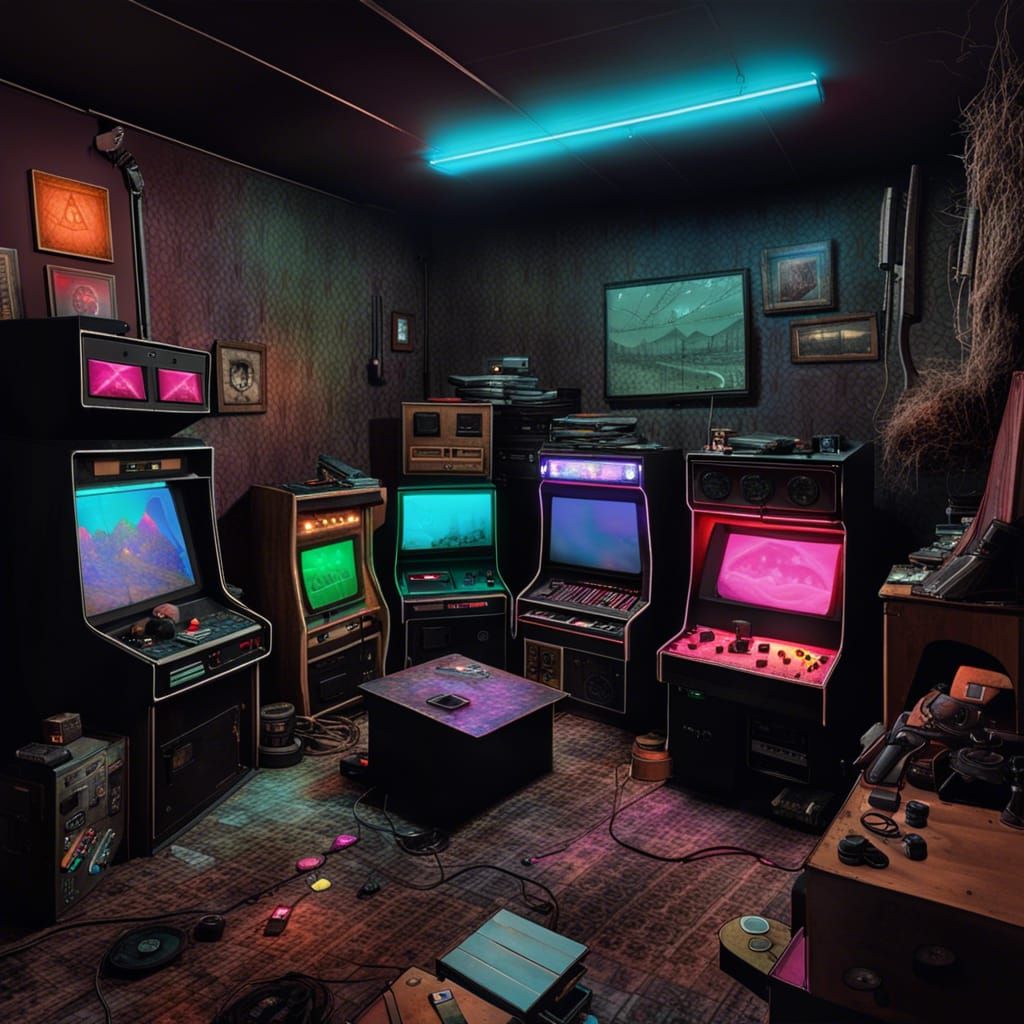 Eerie 1980s Gameroom in Dreamcore Style