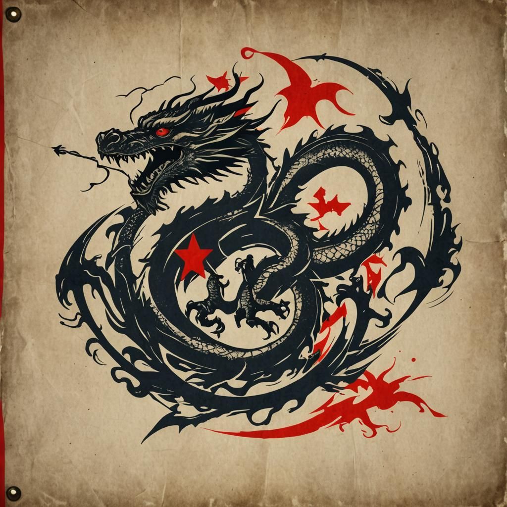 Revolutionary Dragon Flag Against Evil