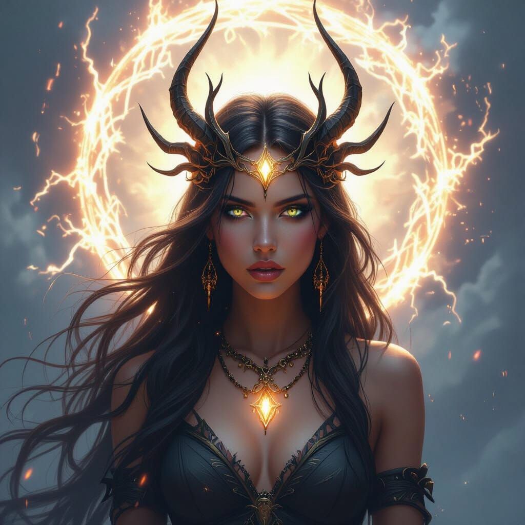 Awe-Inspiring Storm Goddess in Magical Light