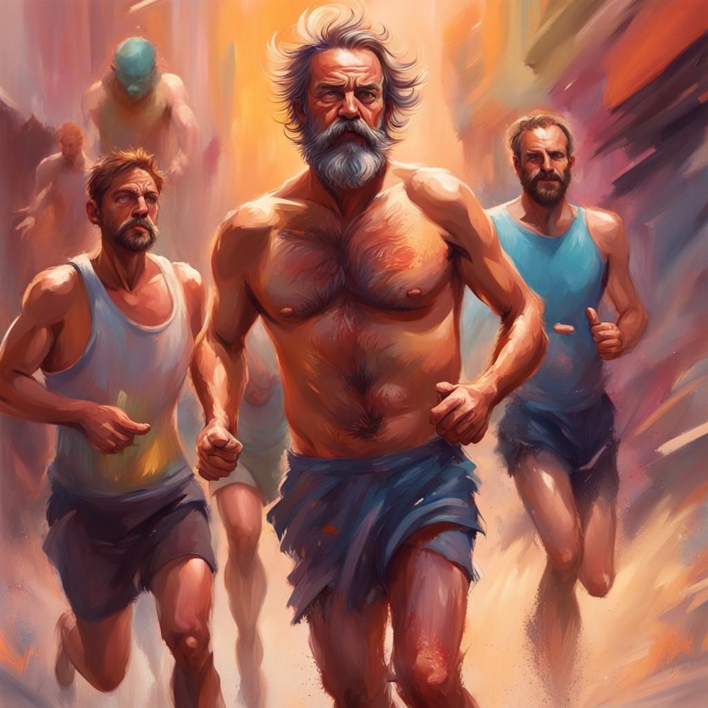 Hyperrealistic Hairy Shirtless Runner Daddies