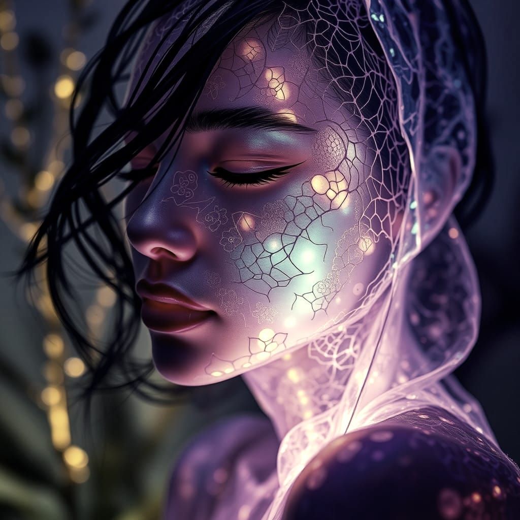 Ethereal Goddess in Iridescent Hues