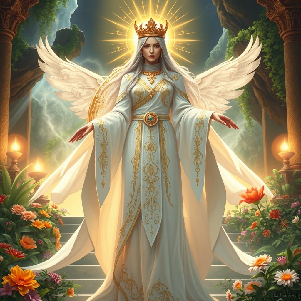 Majestic Goddess of the Divine Realm in Fantasy Art