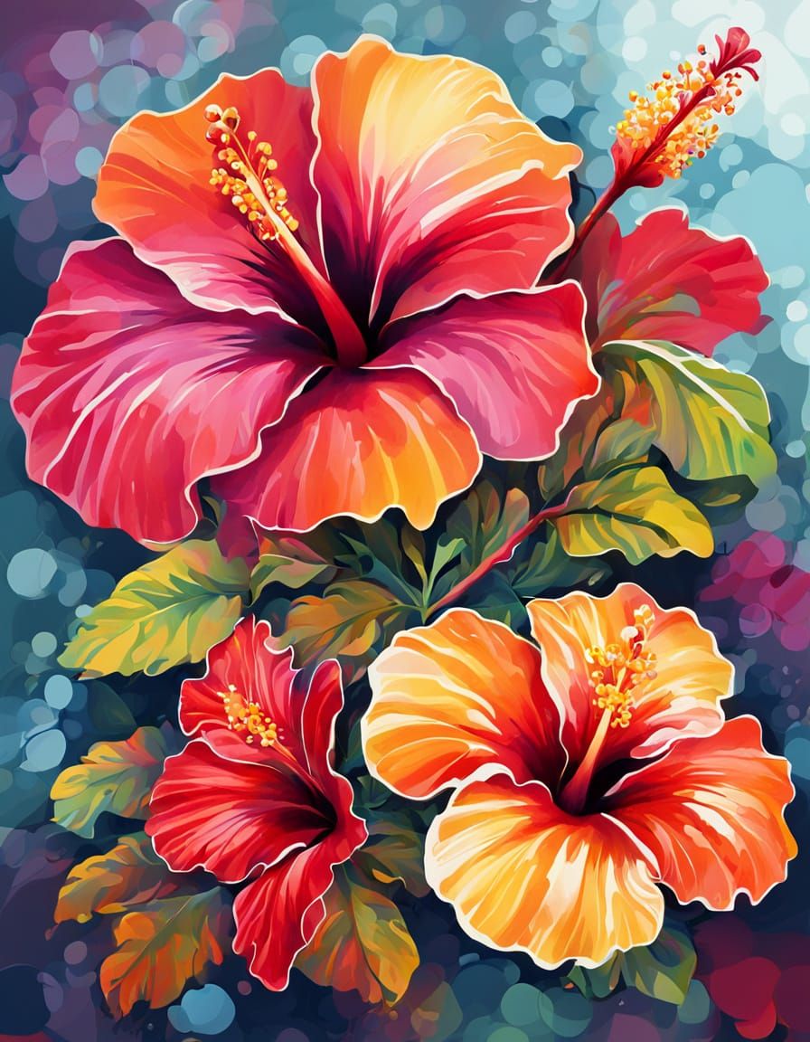 Colorful, Hibiscus, Artistic (Carienscreations's 🔠 🔠 🔠 ❓❓❓ 🔠 🔠 🔠 Challenge)